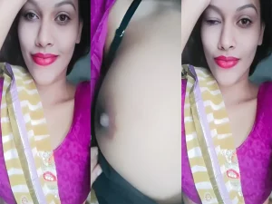 Desi Cute Boob Show MMS Selfie Video